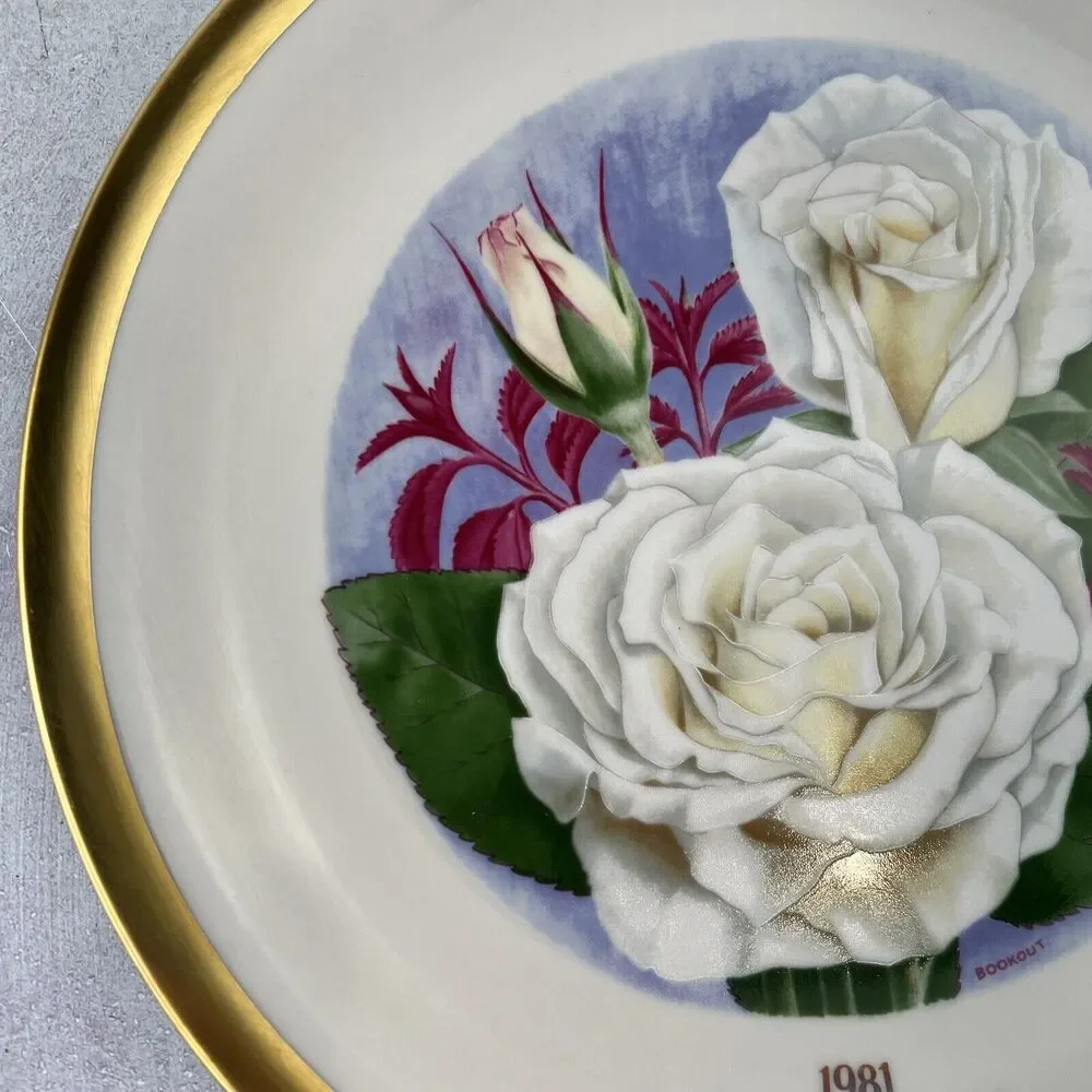 1981 WHITE‎ LIGHTNIN' American Rose Society Plate 2594- 9800
